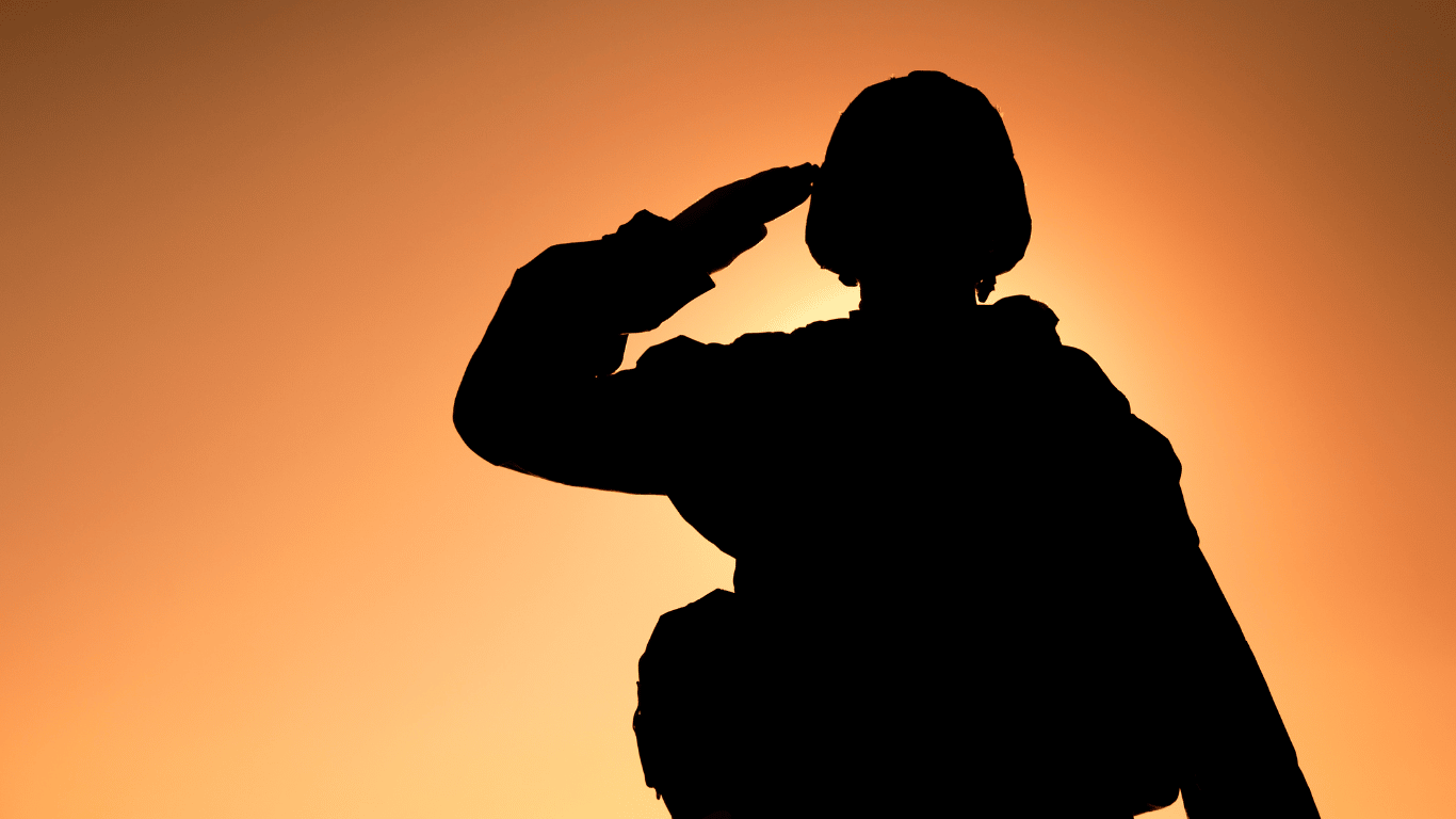 A soldier saluting.