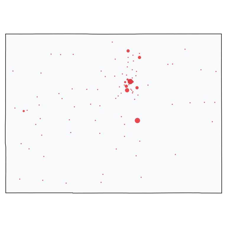 A map showing all Ace Hardware locations in Colorado