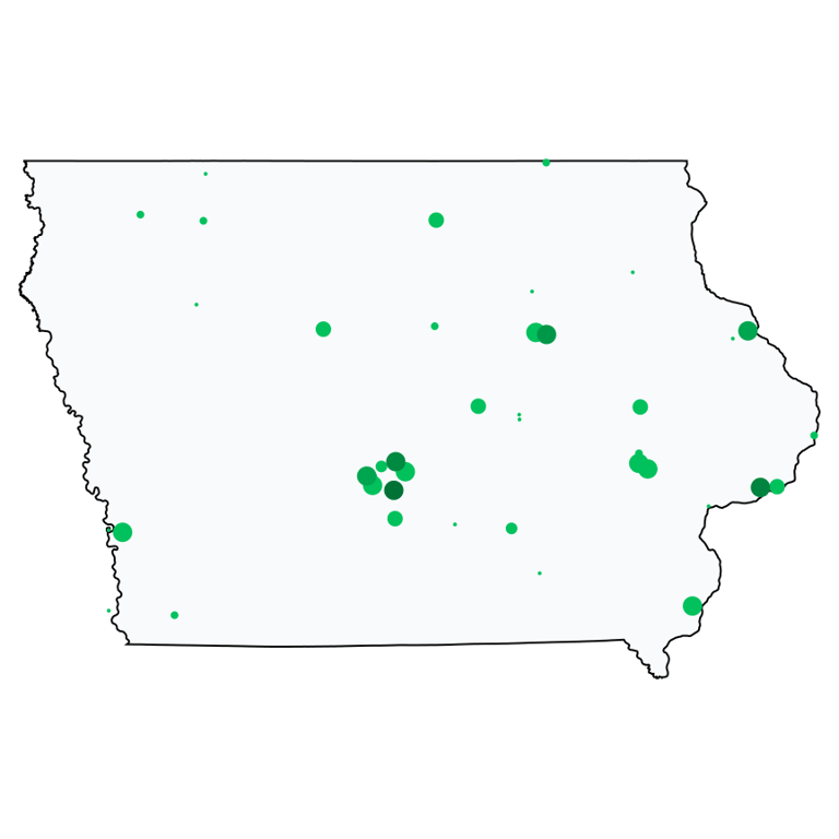 A map showing all Allpoint locations in Iowa