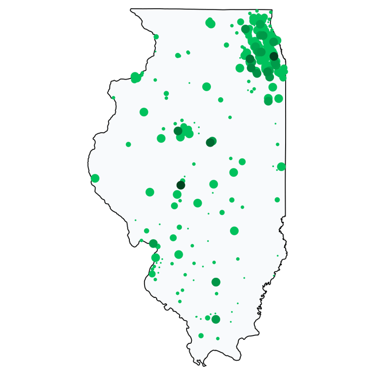 A map showing all Allpoint locations in Illinois