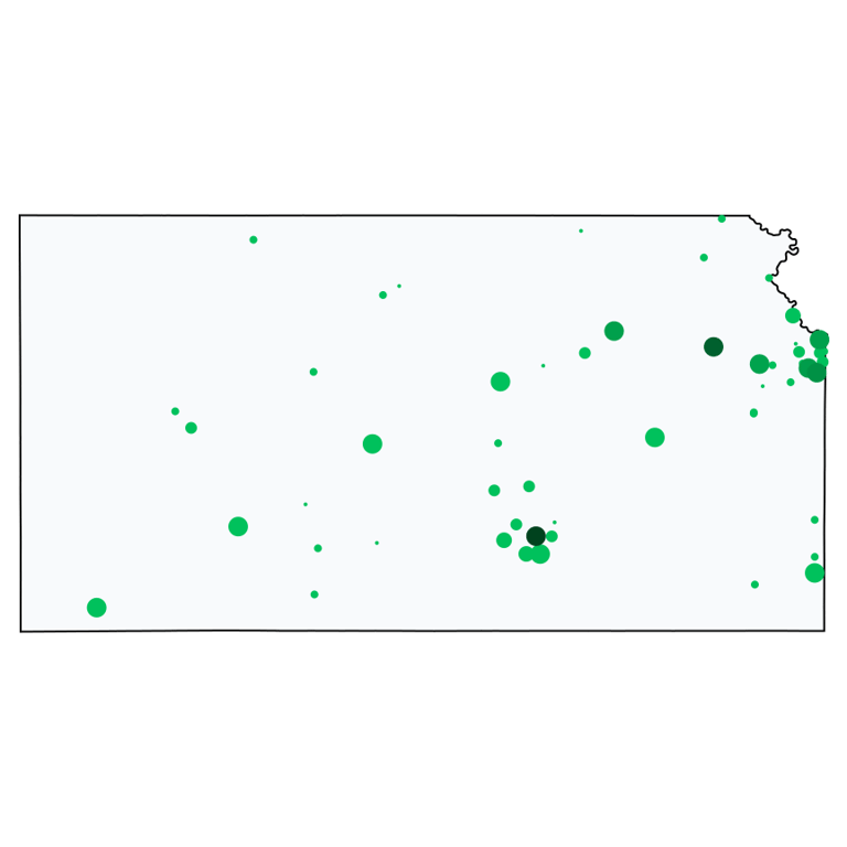 A map showing all Allpoint locations in Kansas