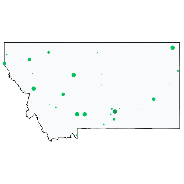 A map showing all Allpoint locations in Montana