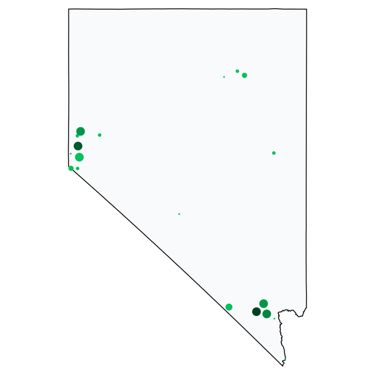 A map showing all Allpoint locations in Nevada