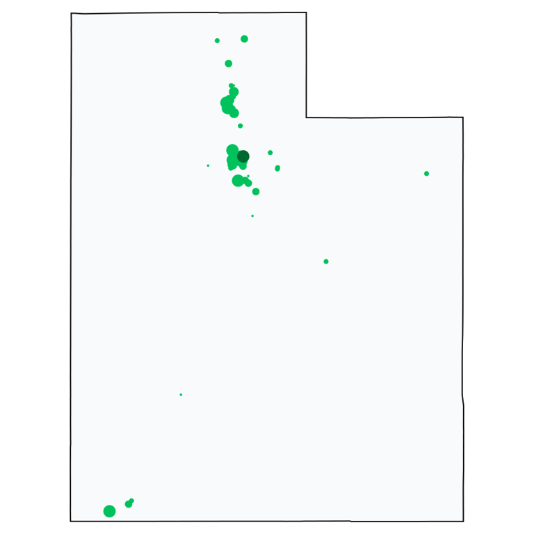 A map showing all Allpoint locations in Utah