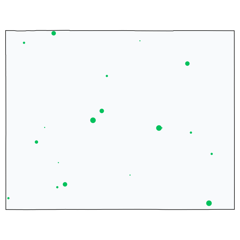 A map showing all Allpoint locations in Wyoming