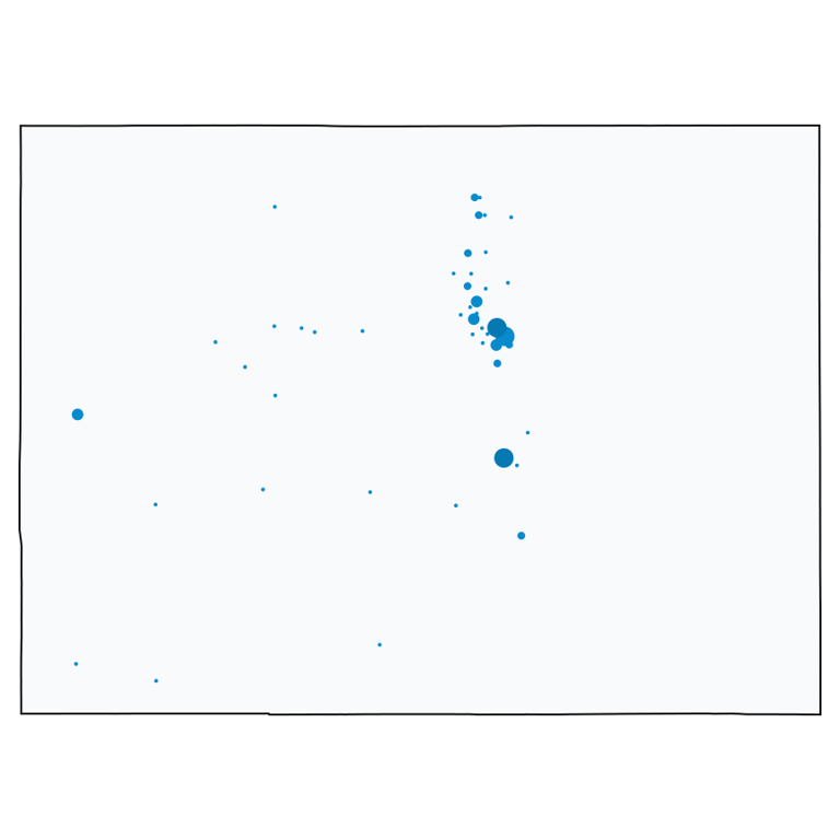 A map showing all AT&T locations in Colorado