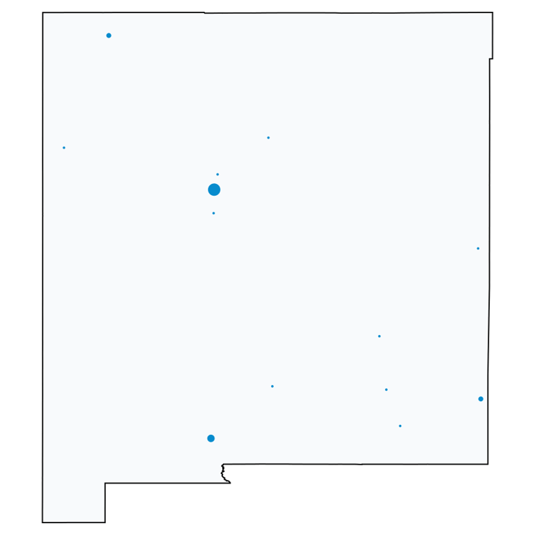 A map showing all AT&T locations in New Mexico