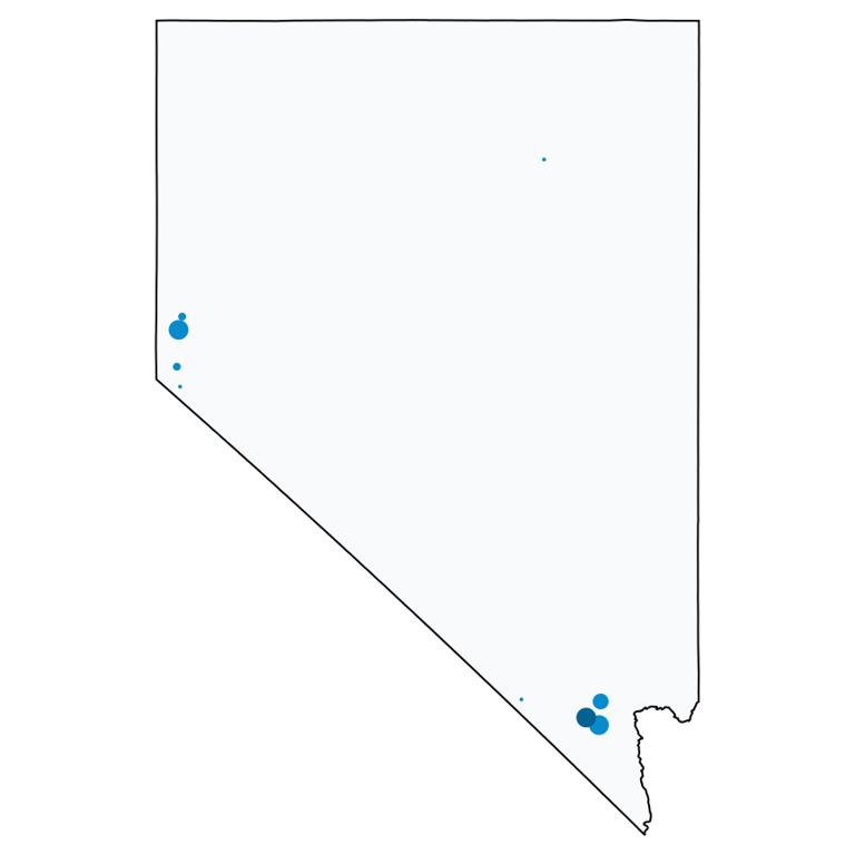 A map showing all AT&T locations in Nevada