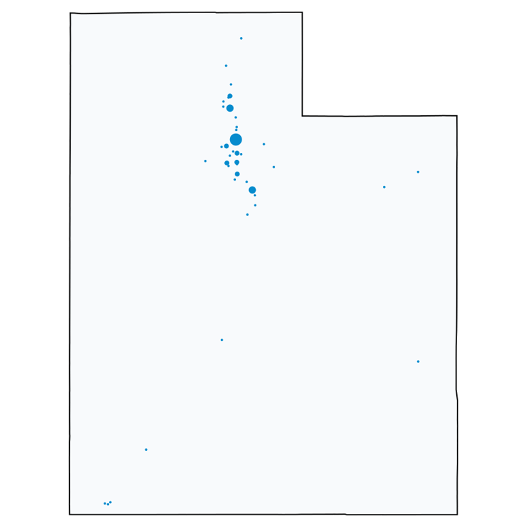 A map showing all AT&T locations in Utah