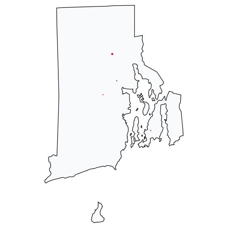 A map showing all BJ's Wholesale Club locations in Rhode Island