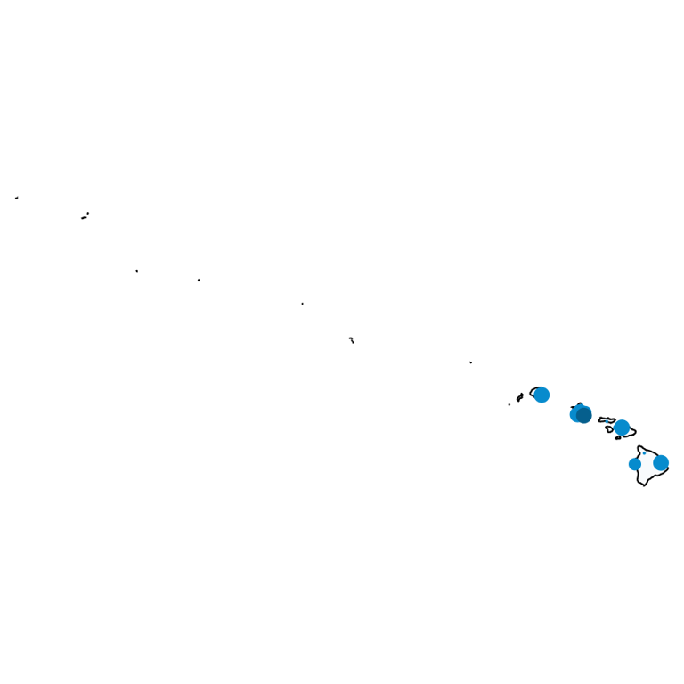 A map showing all Cell Phone Stores locations in Hawaii