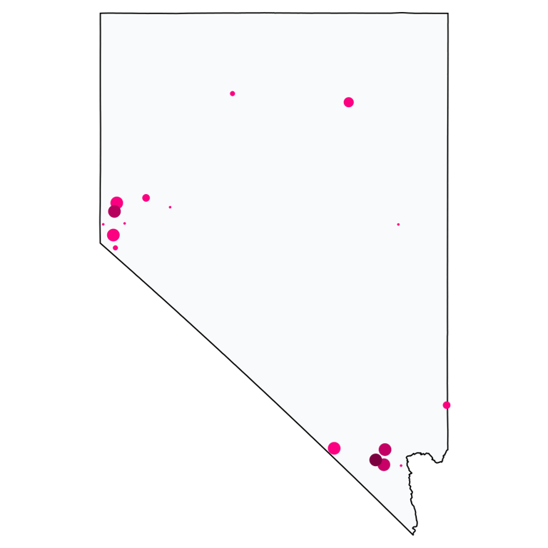 A map showing all Cell Phone Stores locations in Nevada