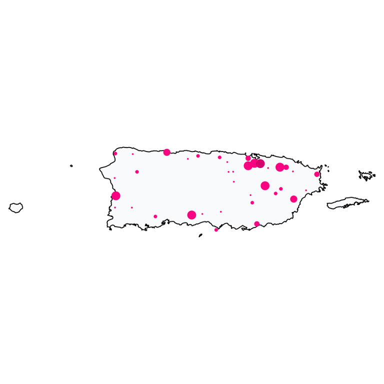 A map showing all Cell Phone Stores locations in Puerto Rico