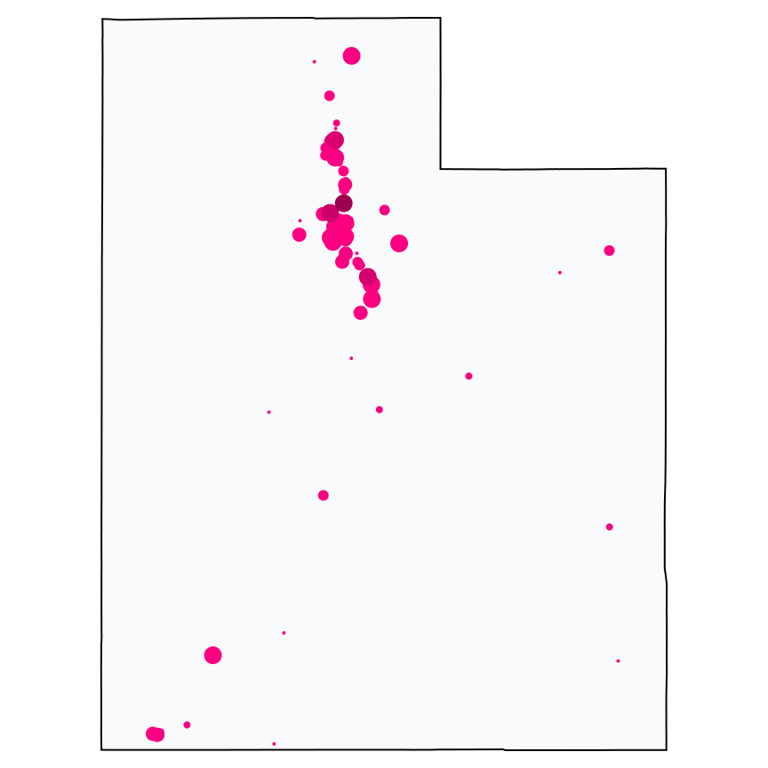 A map showing all Cell Phone Stores locations in Utah