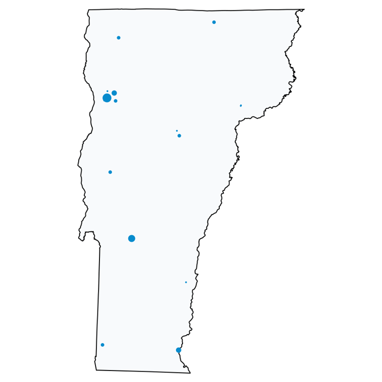 A map showing all Cell Phone Stores locations in Vermont