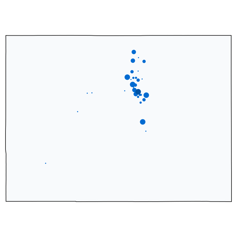 A map showing all Chase Bank locations in Colorado