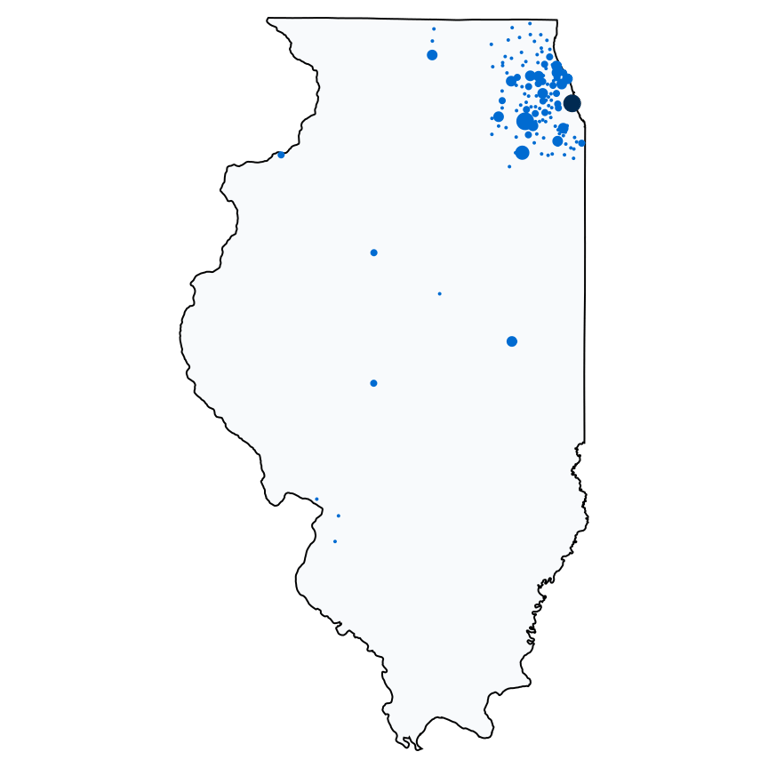 A map showing all Chase Bank locations in Illinois