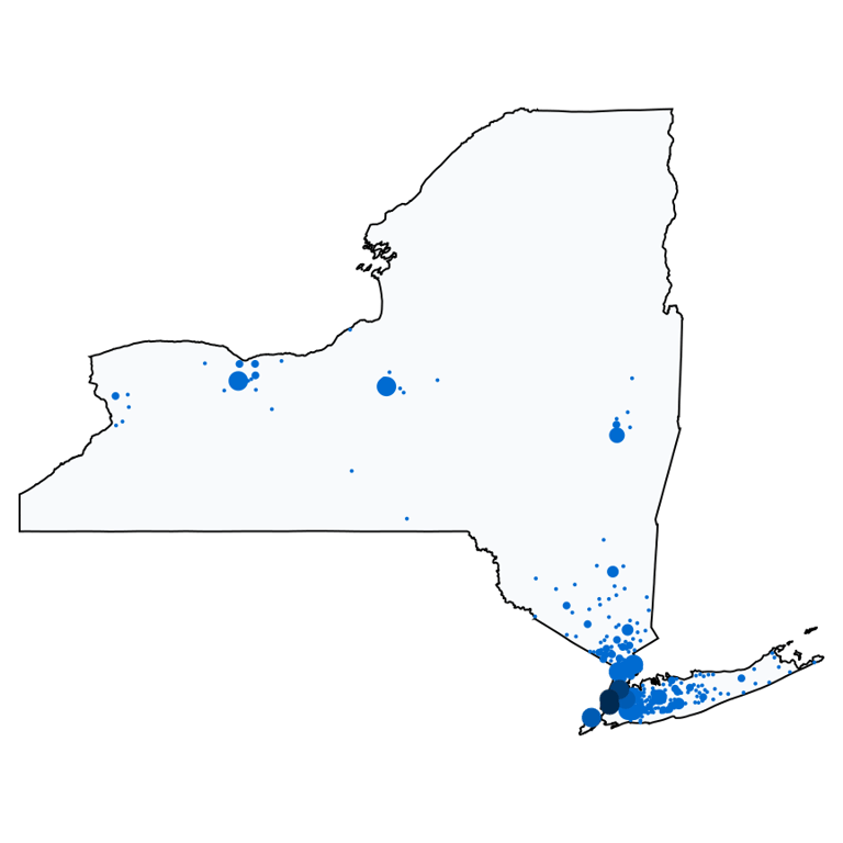 A map showing all Chase Bank locations in New York