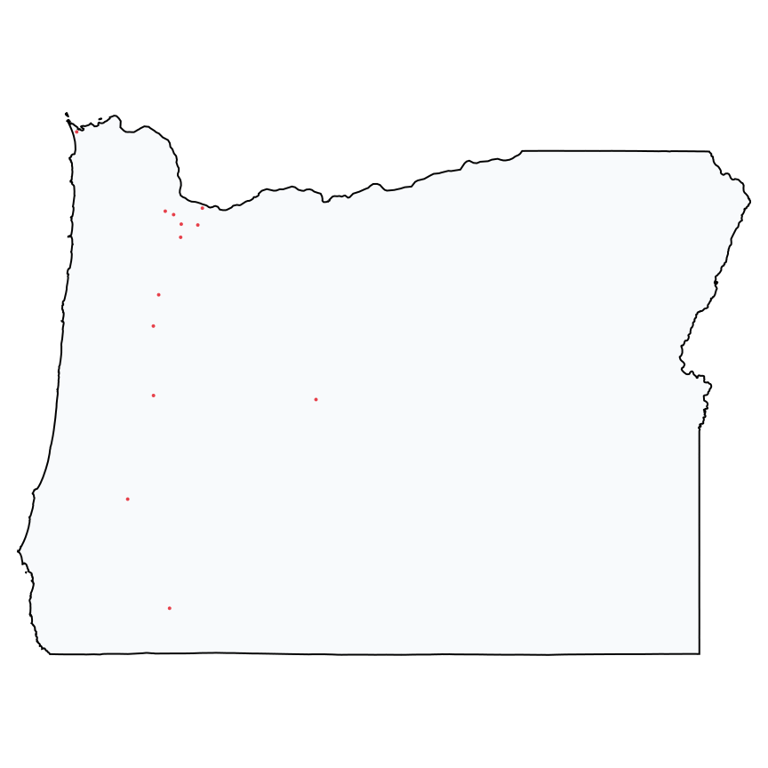 A map showing all Costco locations in Oregon