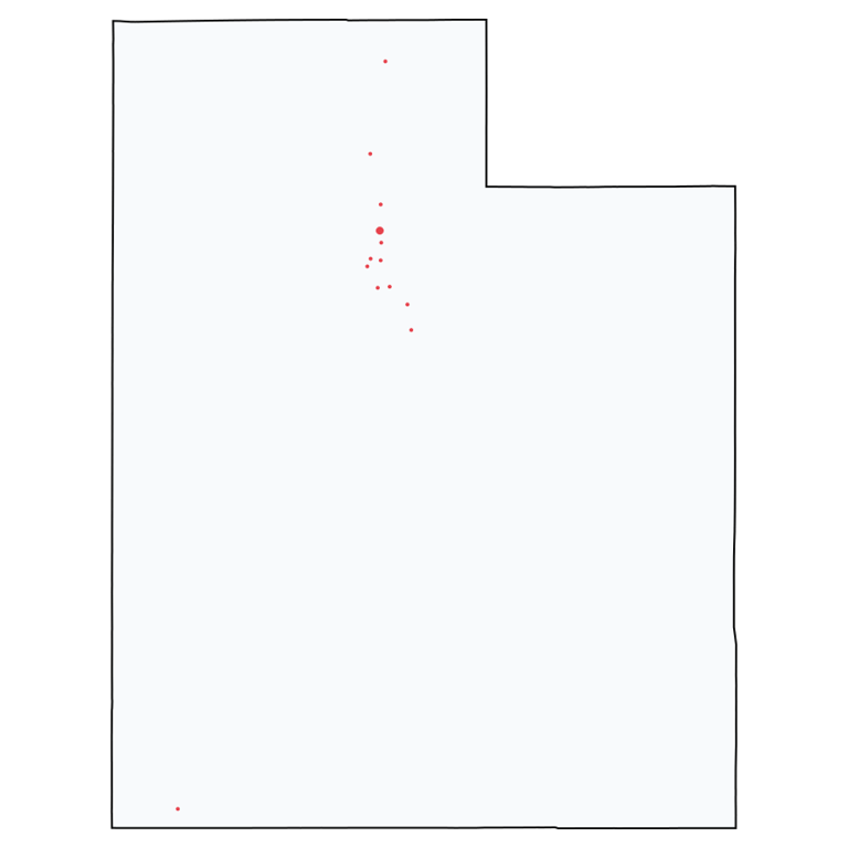 A map showing all Costco locations in Utah