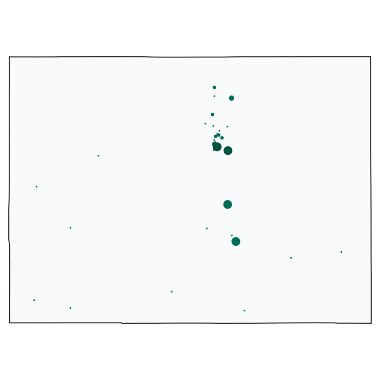 A map showing all Cricket locations in Colorado