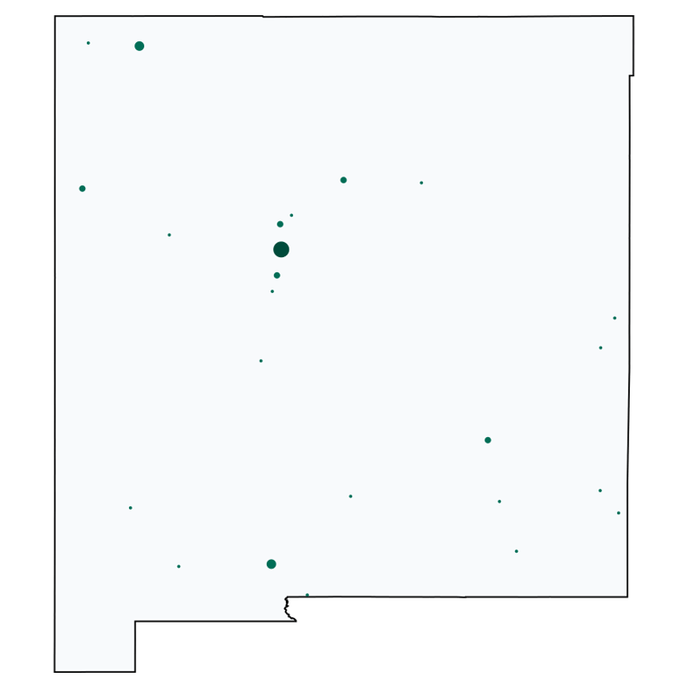 A map showing all Cricket locations in New Mexico