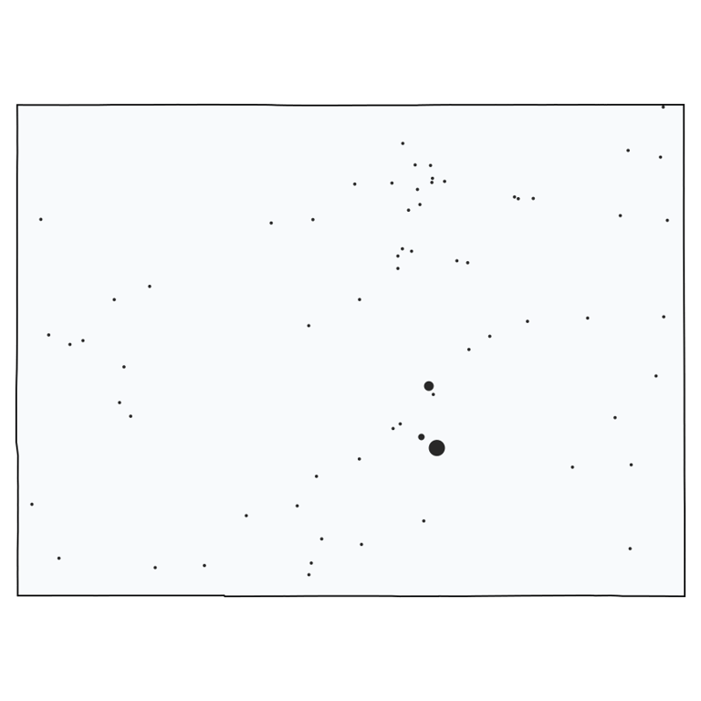 A map showing all Dollar General locations in Colorado