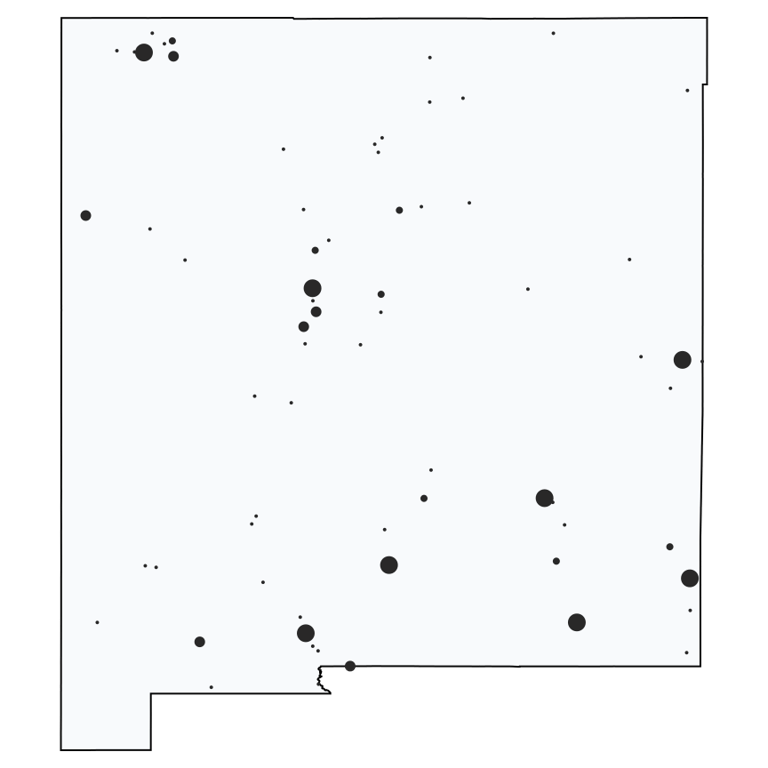 A map showing all Dollar General locations in New Mexico