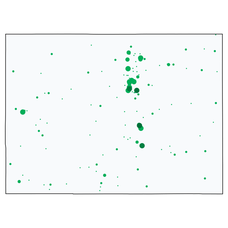 A map showing all Dollar Stores and Deep Discount Stores locations in Colorado