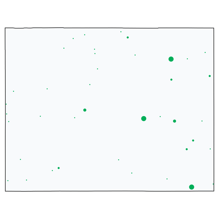 A map showing all Dollar Stores and Deep Discount Stores locations in Wyoming