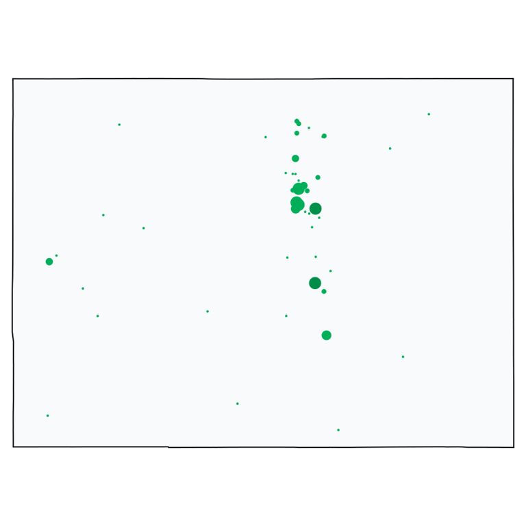 A map showing all Dollar Tree locations in Colorado