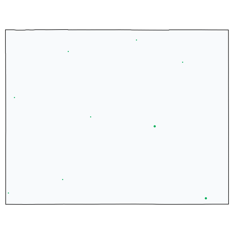 A map showing all Dollar Tree locations in Wyoming