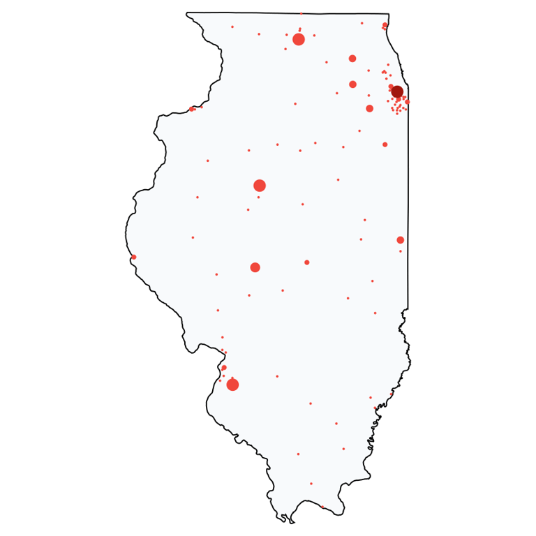 A map showing all Family Dollar locations in Illinois