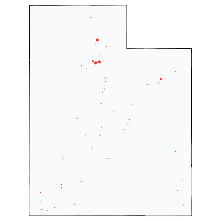 A map showing all Family Dollar locations in Utah