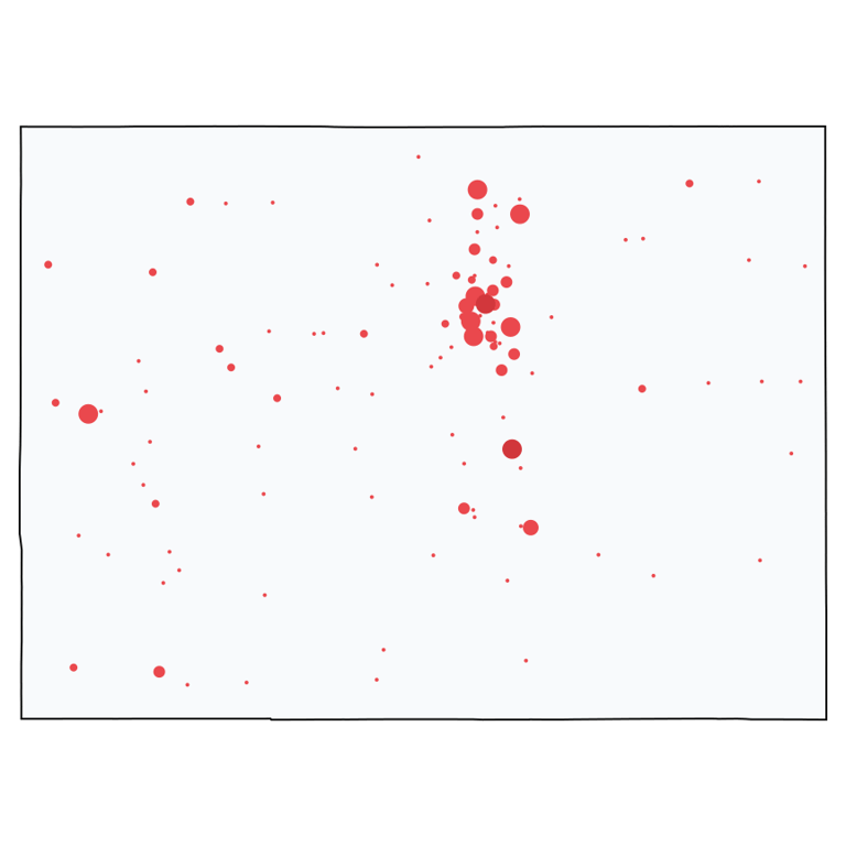 A map showing all Home Improvement Stores locations in Colorado