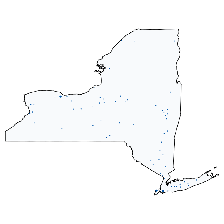 A map showing all Lowe's locations in New York