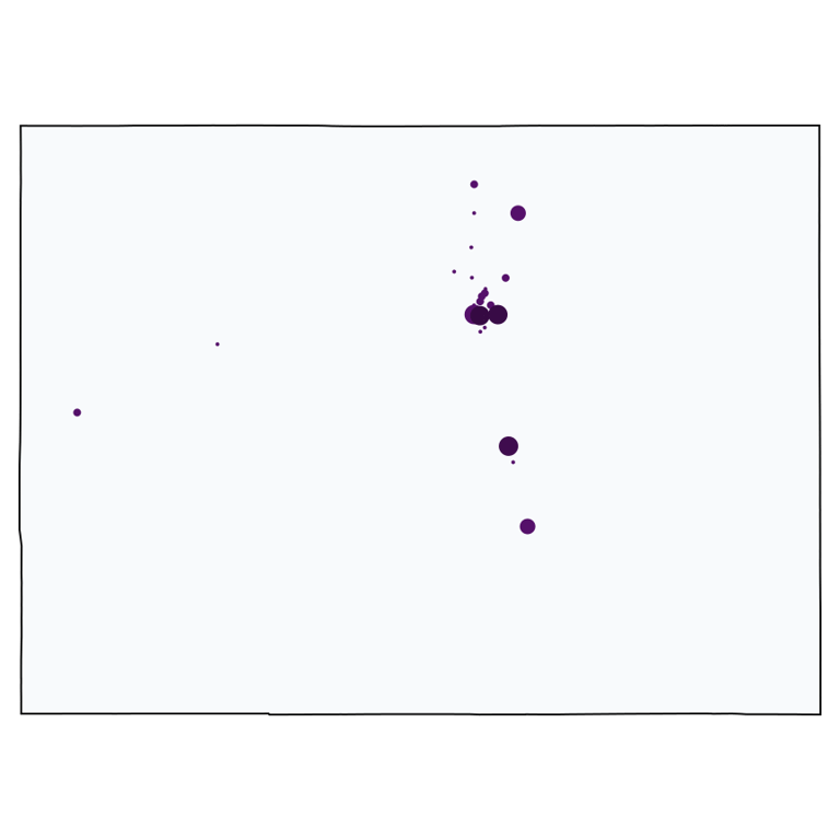 A map showing all Metro by T-Mobile locations in Colorado