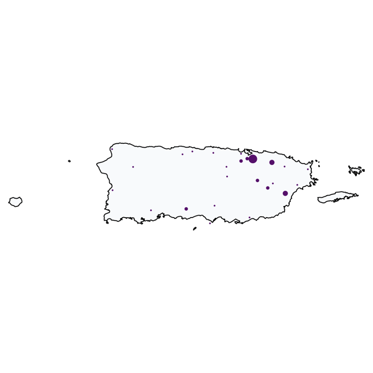 A map showing all Metro by T-Mobile locations in Puerto Rico