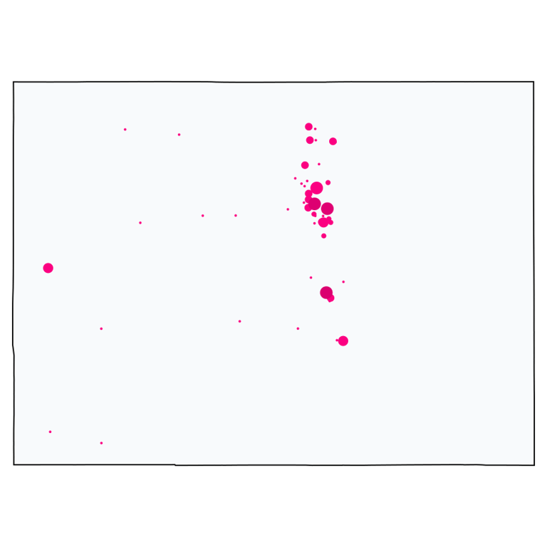 A map showing all T-Mobile locations in Colorado