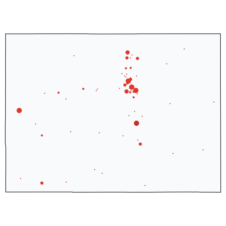 A map showing all Verizon Wireless locations in Colorado