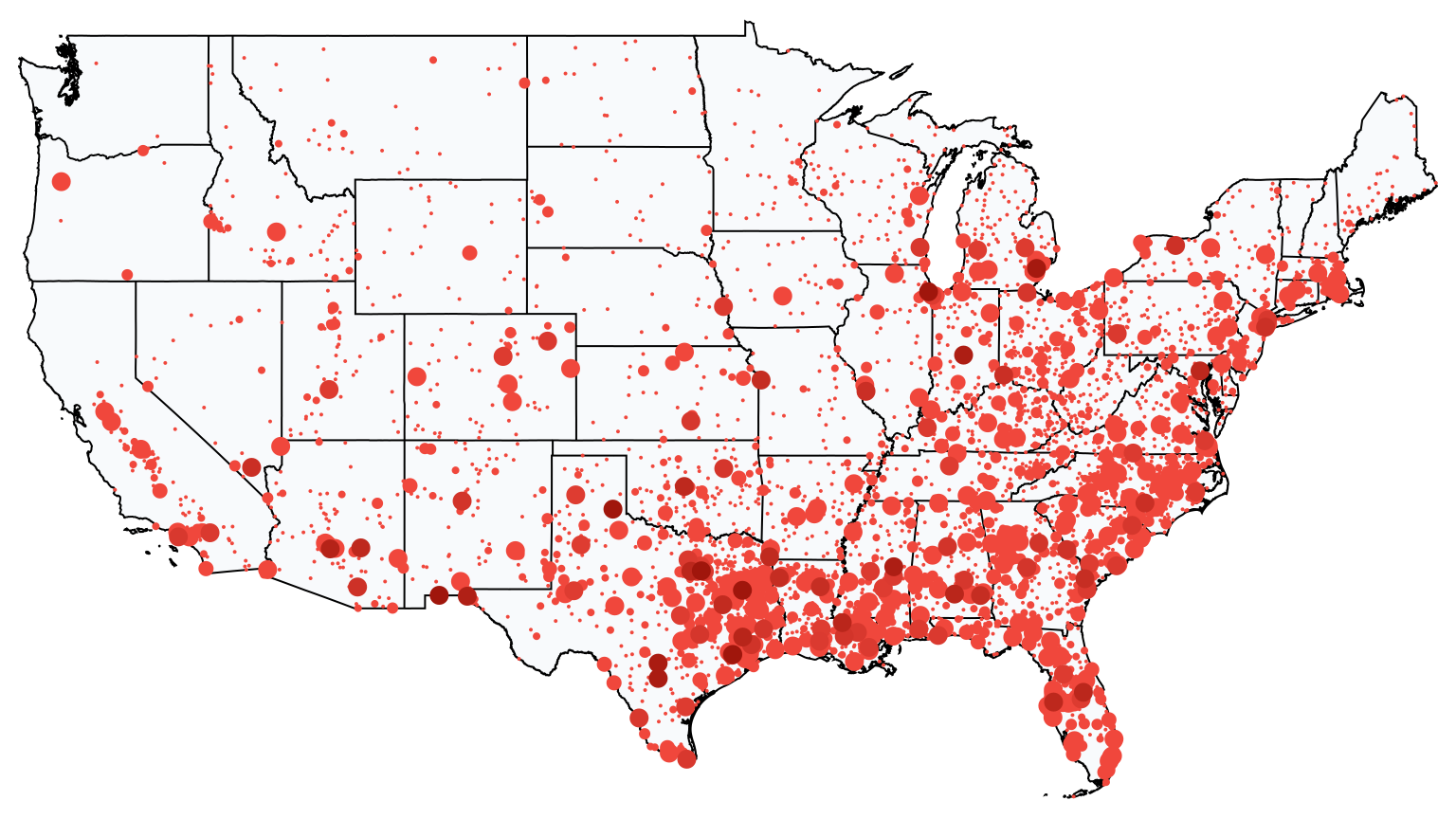 A map showing all Family Dollar locations in The United States